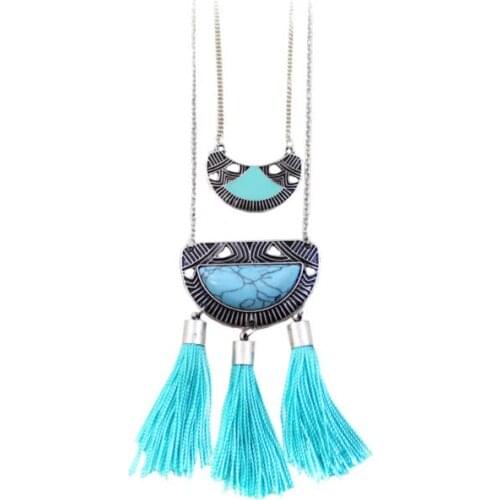 Fashion Zinc Alloy Retro long tassel Multilayer necklace ethnic jewelry For Women Factory Jewelry Wholesale Free Shipping