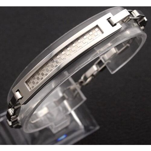 Dolaime Fashion men Simple rectangle Casting patterns Box link chain Stainless steel bracelet JY007