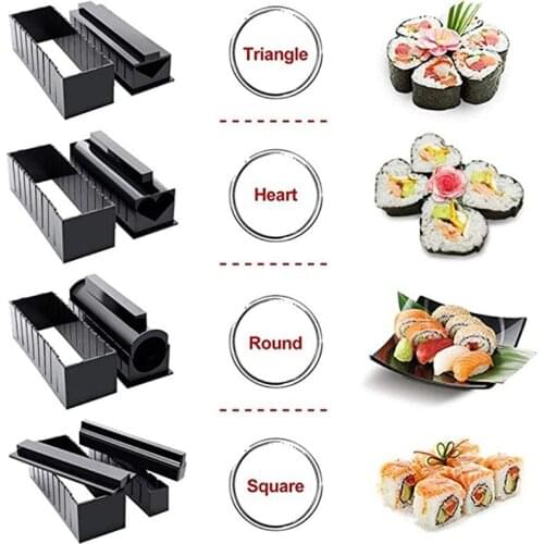 Sushi Maker 12 Pieces Kit Plastic Sushi Set of Tools Kitchen Tools/Sushi Set/Sushi Mold/Rice Ball Cake Roll Mold