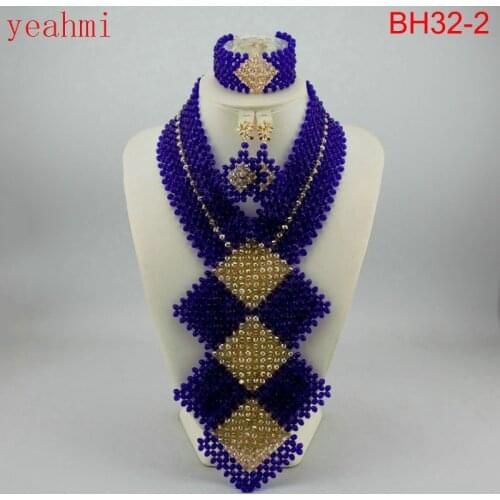 Indian Bridal Jewelry Set Nigerian Wedding Beads Costume African Jewellry Set Choker Necklace Set Free Shipping BH32-1