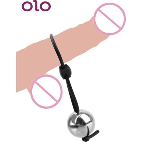 OLO Penis Sleeve Cock Ring Metal Ball Penis Extender Stretcher Enlargement Weight Stretcher Extender Sex Toys for Men