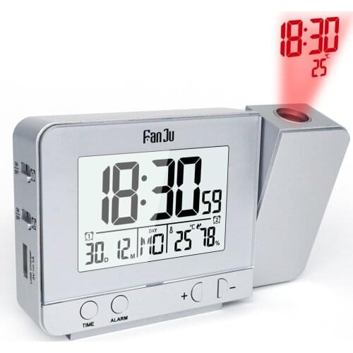 Digital Snooze Alarm Clock Projection Function Backlight Projector Desk Table Clock Temperature and Time Projection