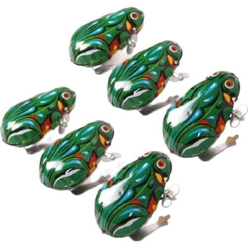 Nostalgic classic jumping frog, clockwork metal frog winding metal frog toy