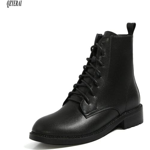 2020 New Winter English Style Martins boots Women boots scooter Genuine leather To keep warm Short boots Women shoes