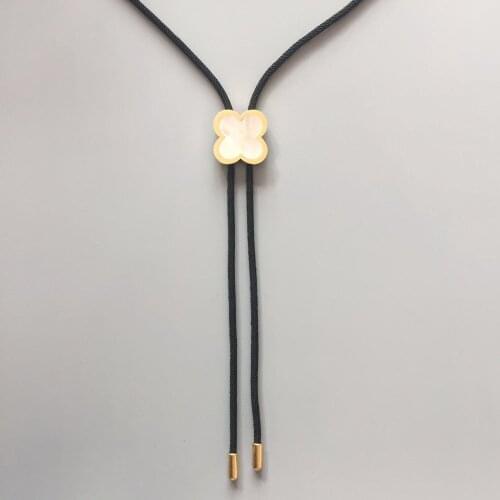 New Original Design Solid Brass Nature Australia White Shell Leaf Bolo Tie Necklace Neck Tie BOLOTIE-075 Gift Box Package