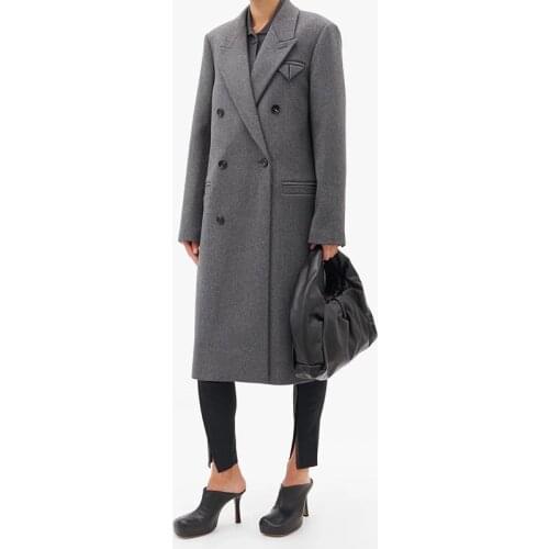 Custom 11.14 High End Fashion Double Breasted Wool Coat Women Temperament Vintage Mid-Length Overcoat Outerwear