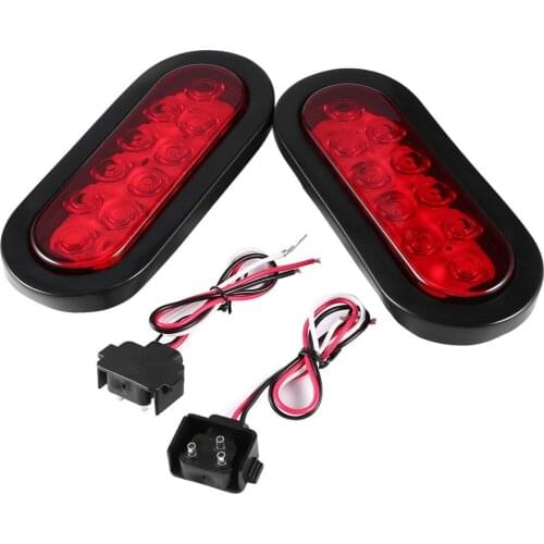OUTAD Red Oval Sealed LED Turn Signal and Parking Light Kit for Truck Trailer Turn Stop and Tail Light Waterproof 2PCS