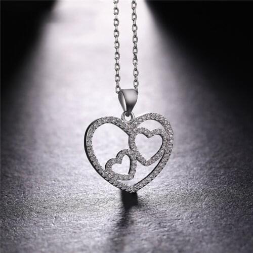 Juya 2020 New Arrival Gold /Rose Gold Micro Pave Zircon Love Heart Pendant Necklace For Women Girl Birthday Gift Jewelry