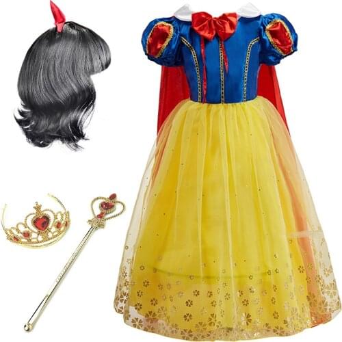 Snow White Dress Girls Christmas Costumes and Wigs Child Cosplay Princess Carnival Costumes Kids Party Evening Dresses