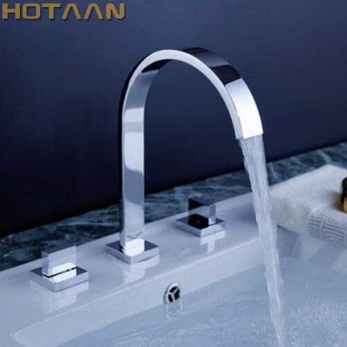 Polished Chrome Torneira Banheiro.Two Handles Deck Mounted Bathroom Widespread Faucet.Bathroom Basin sink Mixer Tap YT-5037