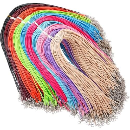 10 Pcs/lot Real Handmade Leather Adjustable Braided Rope Necklaces & Pendant Charms Findings Lobster Clasp String Cord 2 mm