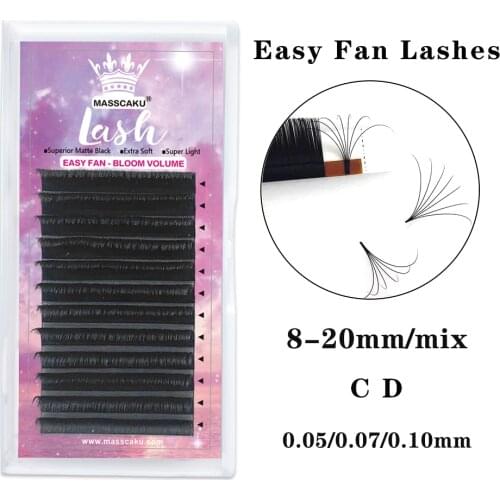 MASSCAKU Shape Auto-Fans Lashes Soft Easy Fan Eyelash Extension Volume Lash Extension Premium Natural Individual Lashes Cilia