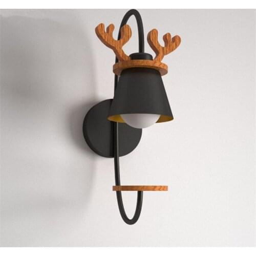 Cartoon Antlers Childrens Room Wall Lamps Boy Girl Baby Room Bedside Lamp Staircase Corridor Study Eye Protection Reading Light