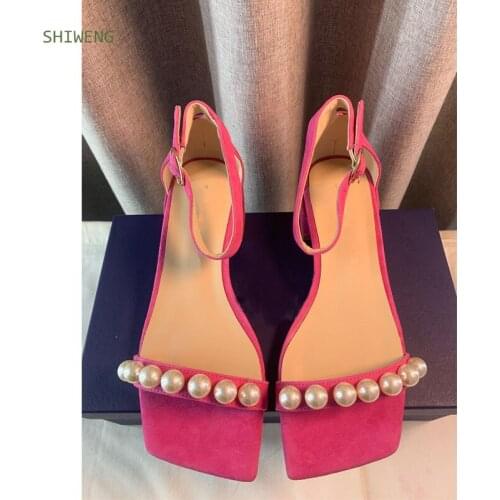 Women Sandals 2021 New Summer Shoes Sexy High Heels Sandals pearl Open Toe Stilettos Fashion Big Size Women Shoes