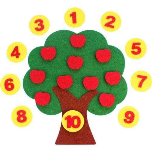 DIY Craft Cloth Apple Tree Shape Digital Pairing Cognition Education Kids Toy