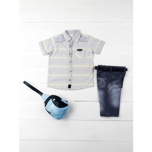 Blue Cream Male 4 PCs Child Suit