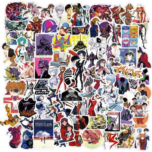 100PCS Evangelion Japan Anime Graffiti Stickers Travel Luggage Phone Guitar Laptop Cartoon Decals Sticker Classic Kid Toys Gift