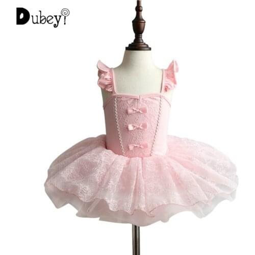 Dance Leotard for Girls Ballet Tutu Ballerina Dress Kids Bows Ballet Leotard Cheerleading Practice Wear Swan Lake Costume