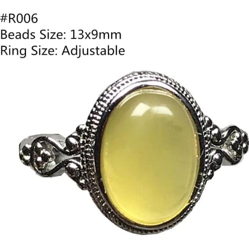 Top Natural Yellow Amber Ring For Women Lady Man Healing Luck Love Gift Crystal Beads Silver Stone Adjustable Ring Jewelry AAAAA