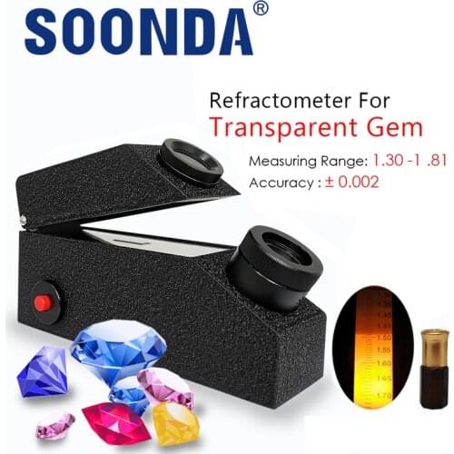 Built-in LED Gem Refractometer Range 1.30-1.81RI Section 3mm Min Gemstone Diamond Selector Professional Diamond Detector Tester