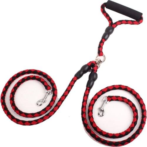 Top Quality 130CM Nylon Weave Dual Dogs Leash No-Tangle Double Dog Leashes Couple For Training Two Dogs For Small Medium Dogs