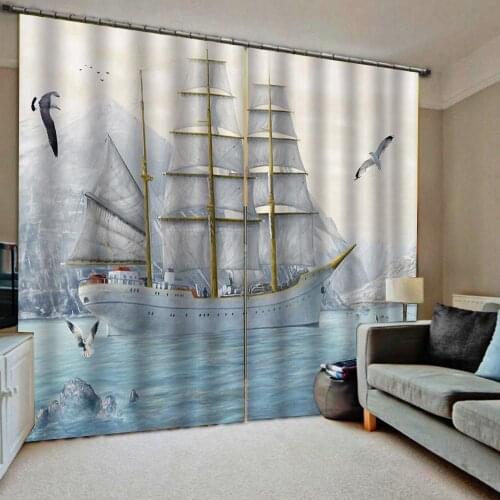 Draw boat curtains 3D Curtains Living Room Bedroom Drapes Cortinas Customized size Blackout curtain