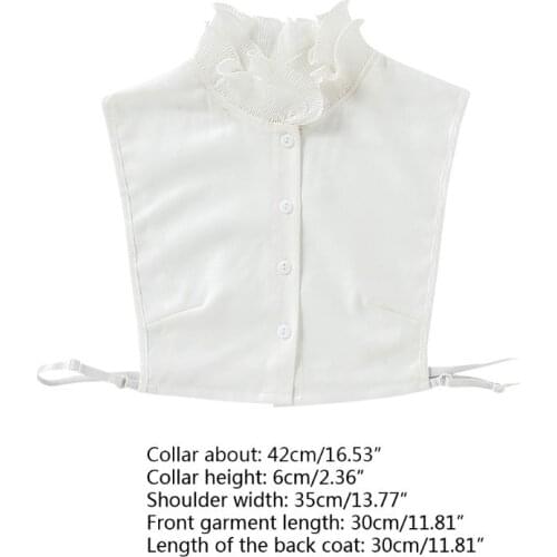 Women Sweet Layer Agaric Ruffles Stand False Fake Collar Button Down Half-Shirt