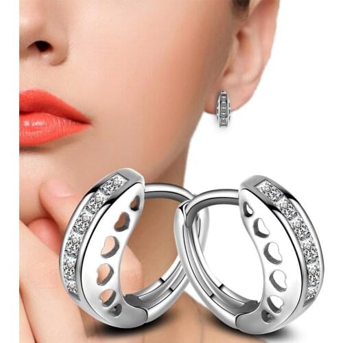 KOFSAC Fashion 925 Silver Earrings For Women Wedding Party Shiny CZ Zircon Stones Lever Back Lady Girl Earrings Jewelry