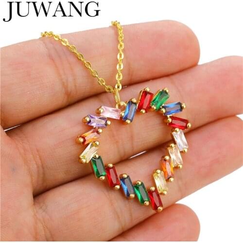 Gold Greek Eye CZ Love Heart Necklace Charm Evil Eye Moon Pendant Necklace Rainbow Jewelry Women Accessories collier femme 2019