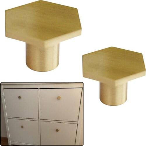 Gold Brass Hexagon Knobs Cabinet Door Handle Drawer Pulls Furniture Hardware Q0KA