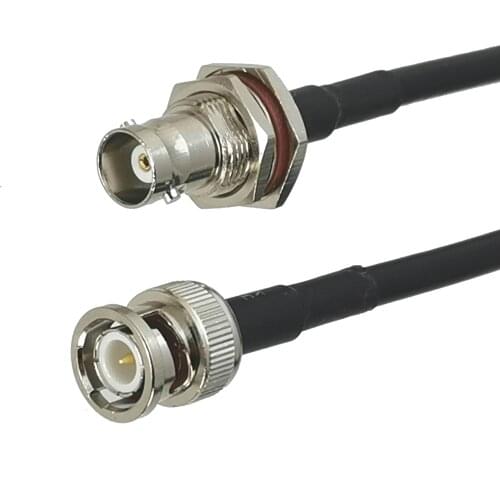 1Pcs RG58 BNC Female jack Bulkhead to BNC Male plug Connector RF Coaxial Jumper Pigtail Cable For Radio Antenna 4inch~20M