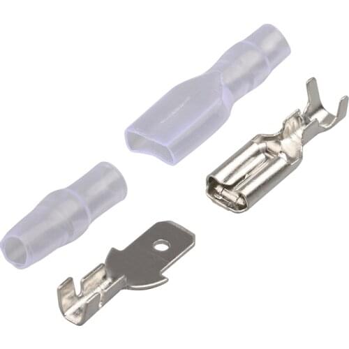100sets 4.8 mm Plug-in spring insert transparent insulation sheath male and female plug terminal car motorcycle horn