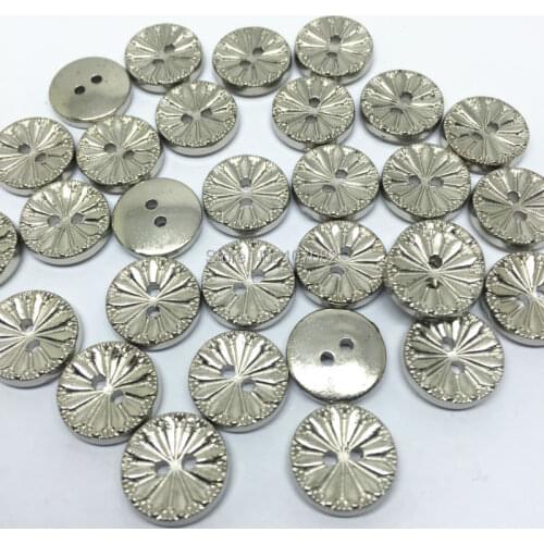 100pcs 13mm Silver Shiny Buttons Round 2 Holes Button Embellishments For Cardmaking Scrapbooking