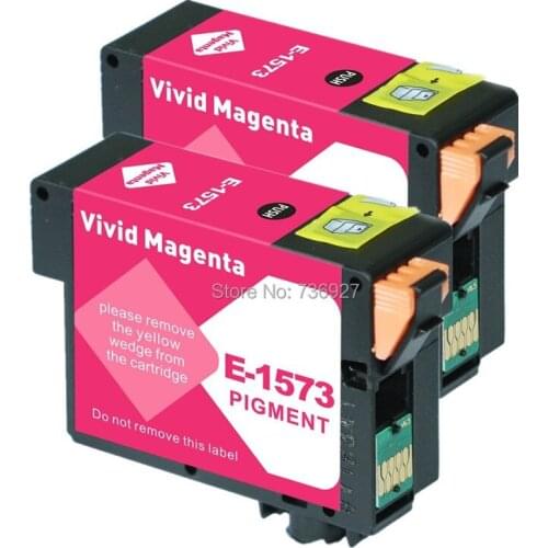 2 Magenta T1573 Compatible print ink Cartridge suit For Epson Photo R3000 printer with chip