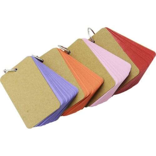 200 Kraft Paper Binder Ring Easy Flip Flash Card Study Cards/ Memo Scratch Pads/ Bookmark/ DIY Greeting Card/ Index Card Stock