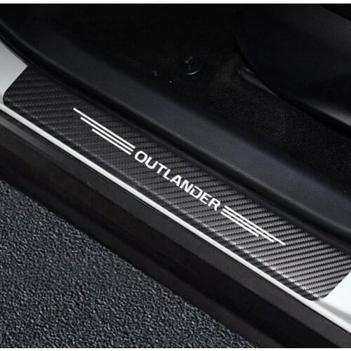 4pcs Auto Stickers Door Threshold Vinyl Protector For Mitsubishi outlander Car Door Sill Scuff Plate Guard Carbon Fiber Decor