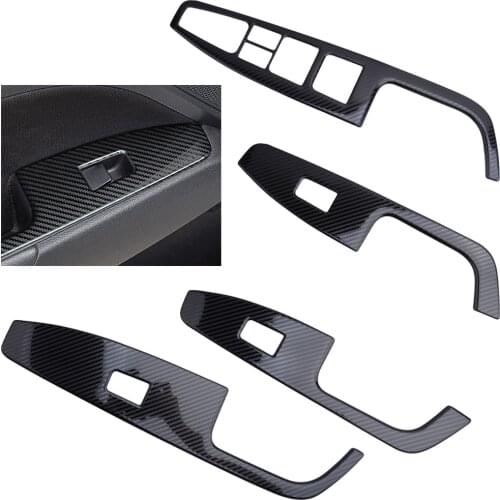 4Pcs Carbon Fiber Style Window Switch Panel Cover Trim Decoration Fit for Hyundai Elantra 2017 2018 2019 2020 Left Hand Drive