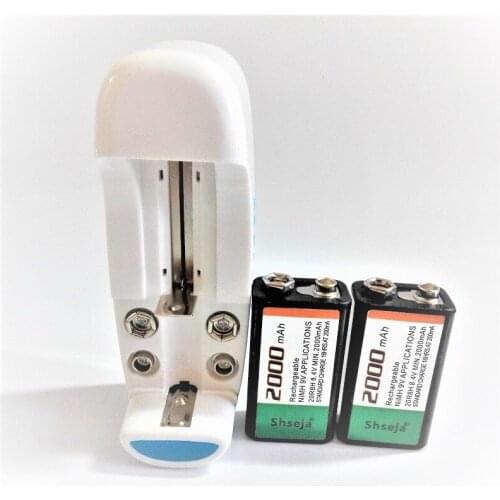 Large-capacity 2000mAh 9Vrechargeable battery 9v Ni-MH battery +Universal 9v aa aaa cr123a battery charger