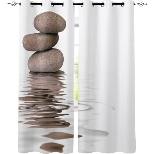 Stone Water Wave Art Black White Texture Window Curtains Living Room Kitchen Modern Home Decor Bedroom Treatment Drapes