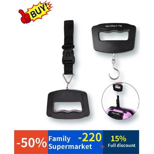 Luggage Scale Portable Crane Scale 50Kg Digital Scale Backlit Electronic Fish Scale Pocket Scale Black Kitchen Measuring Tool