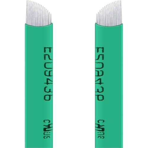 Microblading Needle For Manual Pens Green 0.16mm LAMINA flex 12/14 pin Permanent Makeup Eyebrow Tattoo lips 3D Embroidery Blade