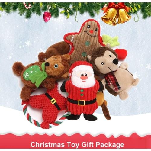 Pet Toy Christmas Dog Sounding Toy Set Santa Gingerbread Man Elk Bite-resistant Plush Vocal Toy Cat Dog Toy Pet Supplies