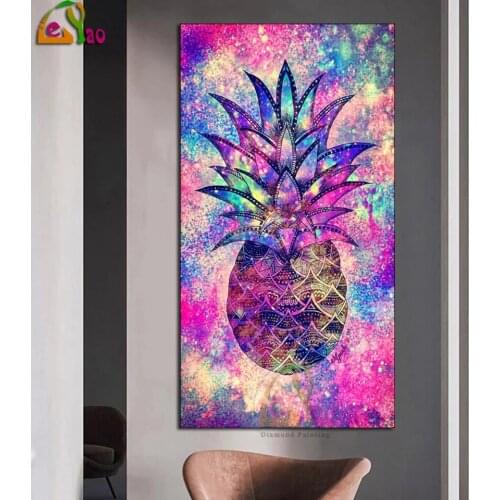 5D Diy round diamond painting kit pattern cross stitch Fruity Pineapple Galaxy mosaic diamond embroidery home decoration gift