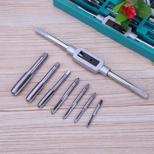 8Pcs Metal Screw Tap Holder Thread Metric Plug Taps Set M3-M12 with Tap Wrench for Metal Processing Wrench Tapping Reamer Tools