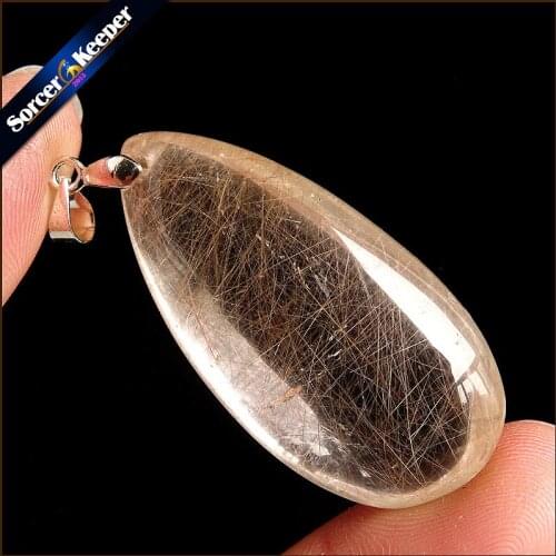 Natural Stones Rutilated Quartz Pendant Hair Crystal Free Necklace Mineral Specimen Garden Crystal Quartz Jewelry Energy PS166
