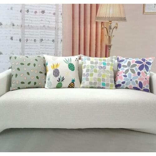 Printed Cotton Cushion Cover Room Decoration Canvas Cotton Square Pillow Cover For Sofa Seat 45x45cm 60x60cm