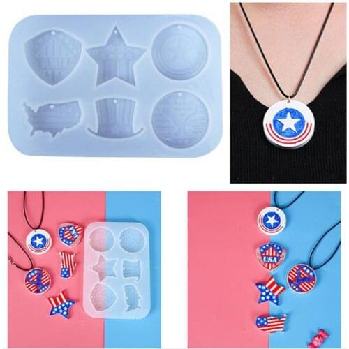 New transparent silicone mold American Independence Day Charms Pendant Silicone Resin Mold For Fashion Jewelry Making Finding