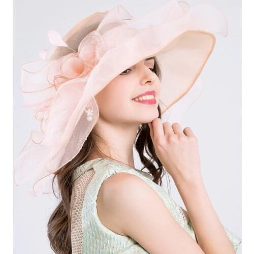 New Pink Elegant Wedding Hats for Women Fascinators Weddings Hat Flower Hats Wedding Accessories chapeau mariage