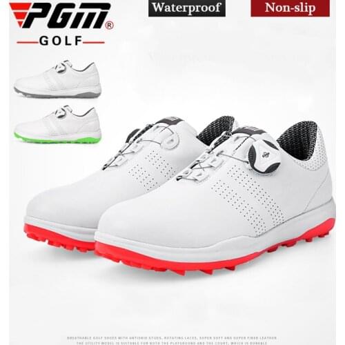 PGM Sports Womens Sneakers Swivel Button Laces Lady Wear Shoes Fixing Nail Waterproof Anti-skid Spikes Golf Ball Patent Shoes