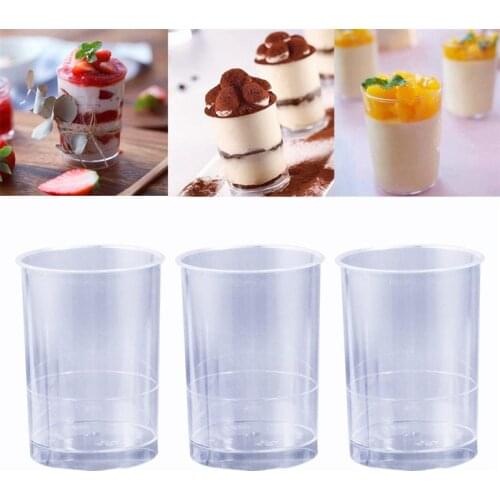10pcs Plastic Mousse Cup Thickened Transparent Container Straight Cup for Jelly Yogurt Dessert